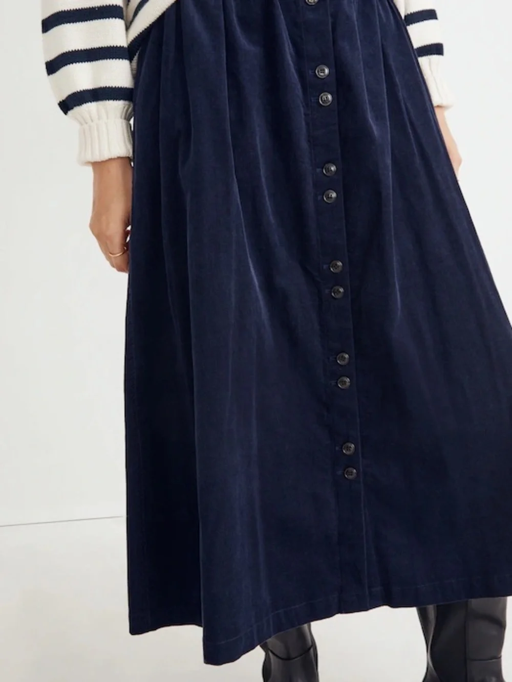 Madewell Corduroy Button-Front Midi Skirt